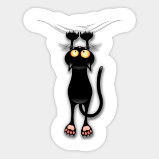 Fun Black Cat Falling Down Sticker